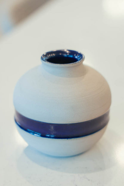 Pot #140 of 162 - Gray Stoneware Striped Pot