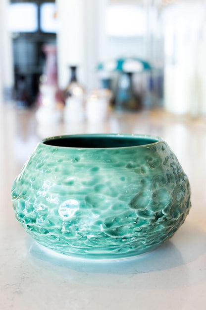 Medium Large Decorative Jade Textured Pot (Stoneware)