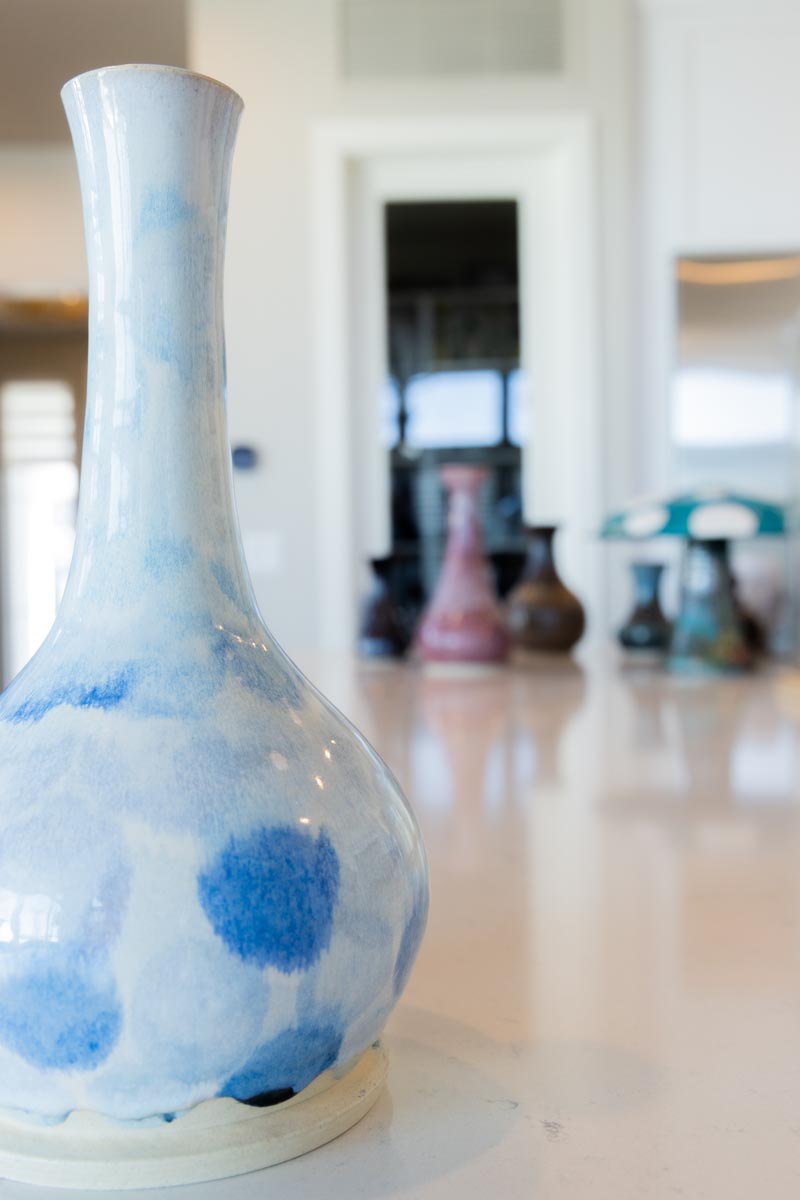 XL Decorative Stoneware Broad-Based Vase (Blues & Whites)