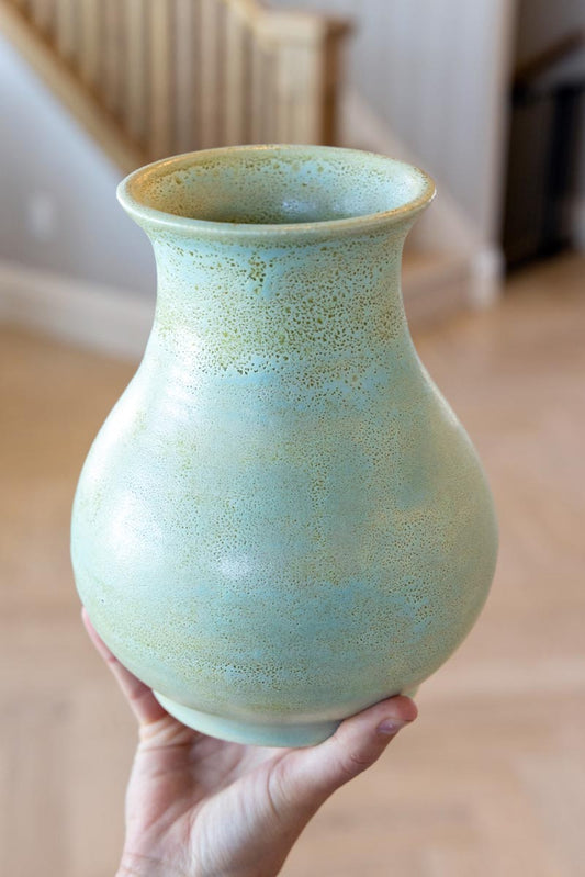 Large Decorative Stoneware Pumice-look Pot (Creamy Greens & Creams, Seconds)