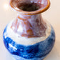 Large Tri-Toned Decorative Stoneware Vase (Cinnamon, Cobalt, & White)