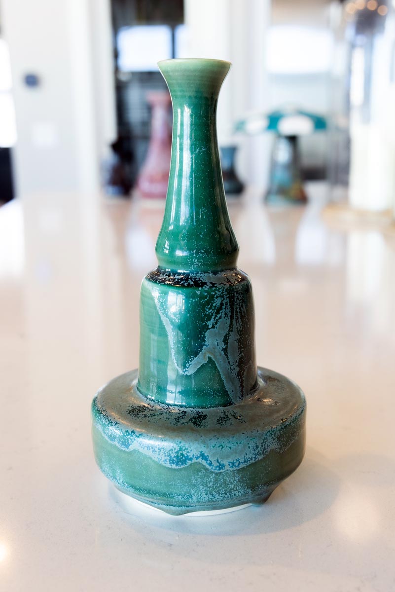Large Decorative Porcelain Vase (Aged Metal Green)