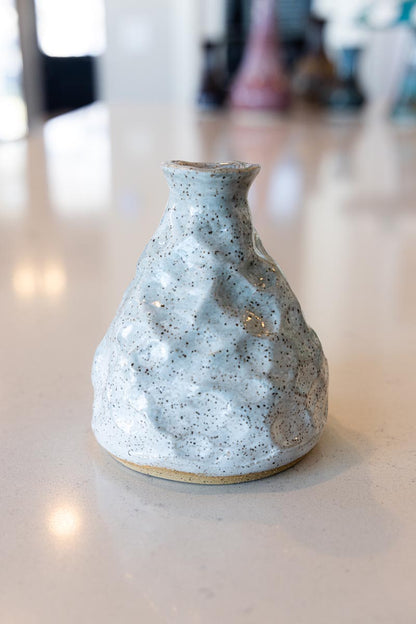 Small Hand-Built Decorative Speckled Stoneware Pot (White)