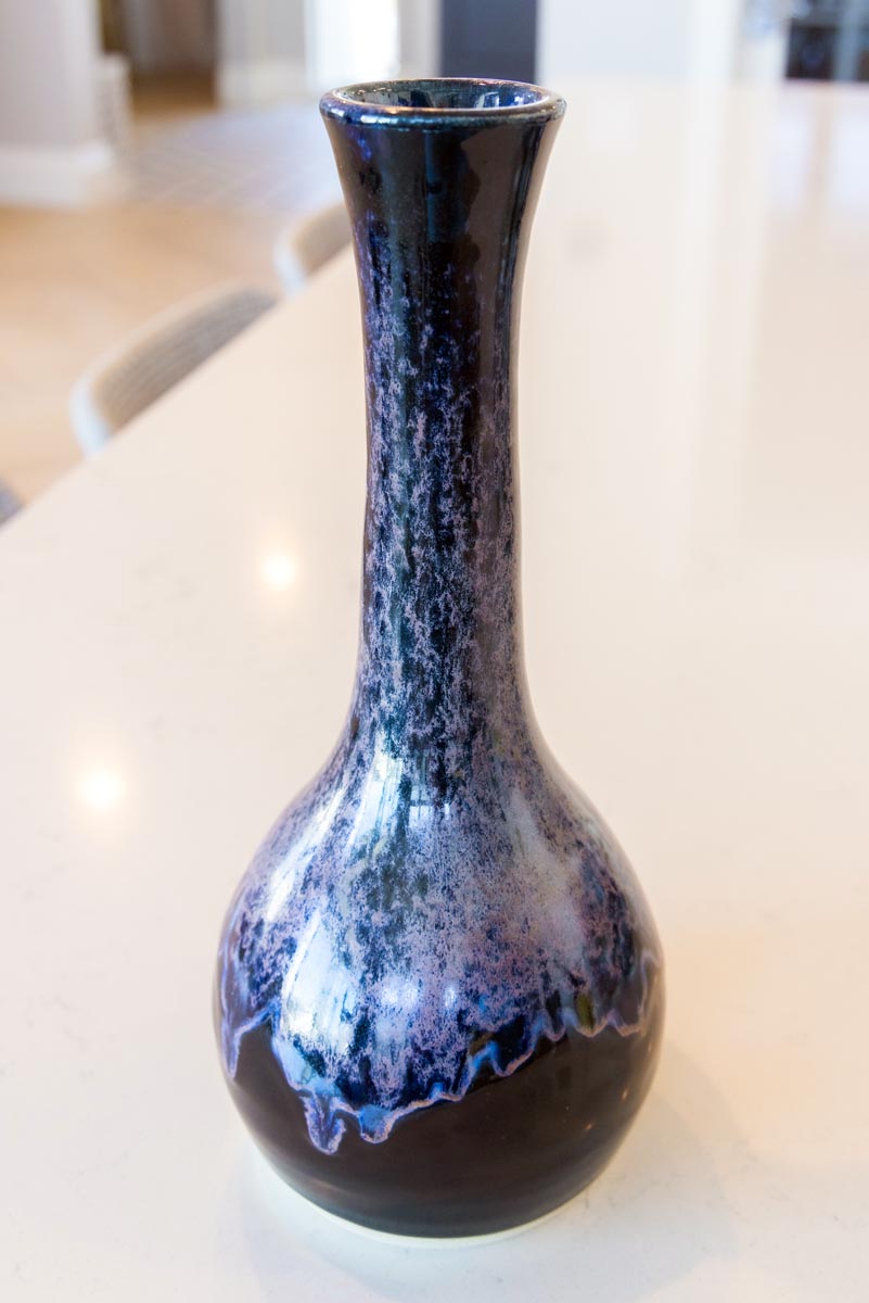 XXL Decorative Stoneware Pot (Blacks & Cascading Plums)