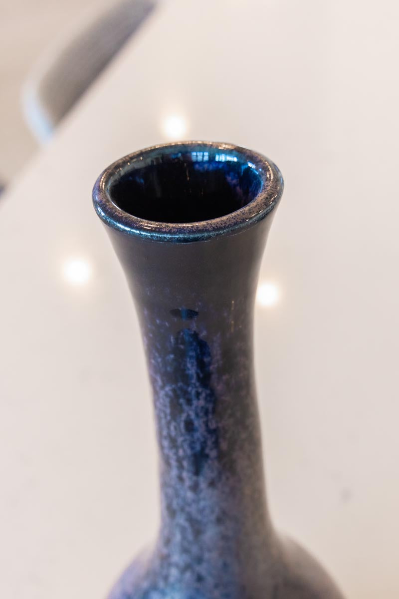 XXL Decorative Stoneware Pot (Blacks & Cascading Plums)