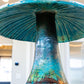 XXXL RAKU Fired Decorative Mushroom (Turquoises, Coppers, Whites - Crackled)