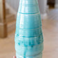 SET OF 2 Medium & Large Decorative Clear Turquoise Vases