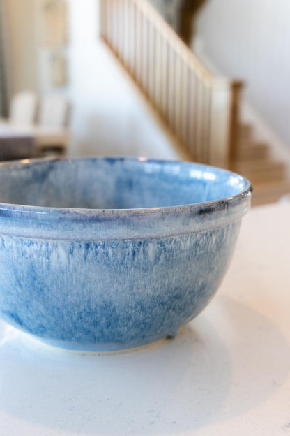 Large Stoneware Serving Bowl (Blue Waves)