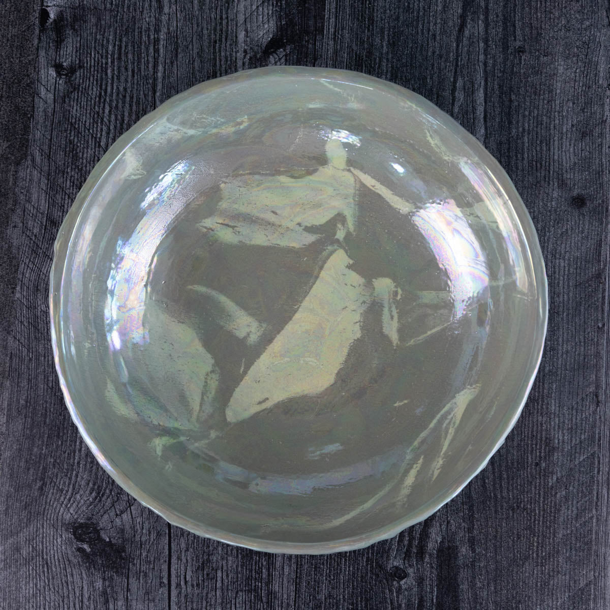 Large Nerikomi Stoneware "Mother of Pearl" Serving/Decorative Bowl - Greens & Creams (Alchemy Collection)