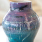 XL Premium Decorated Split-Crack Surface Pot/Vase (Orchid Purples & Turquoises)