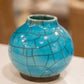 Medium-Small Raku Pottery Decorative  Pot (Large Crackle Turquoise)