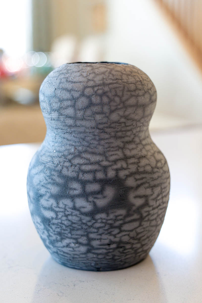 Medium Naked-Raku-Fired Decorative Pot (Blacks & Grays)