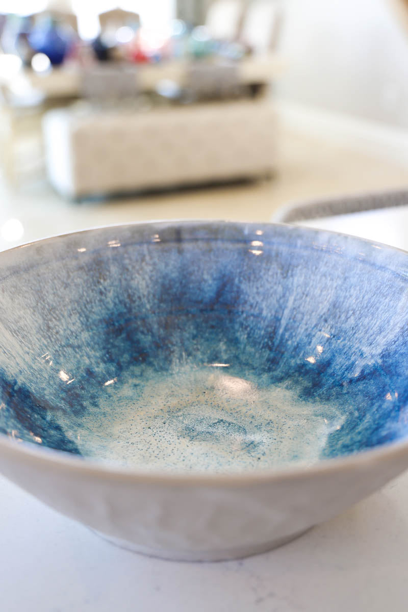 Large Cement-Style Contemporary Serving Bowl (Grays, Blues, & Whites)