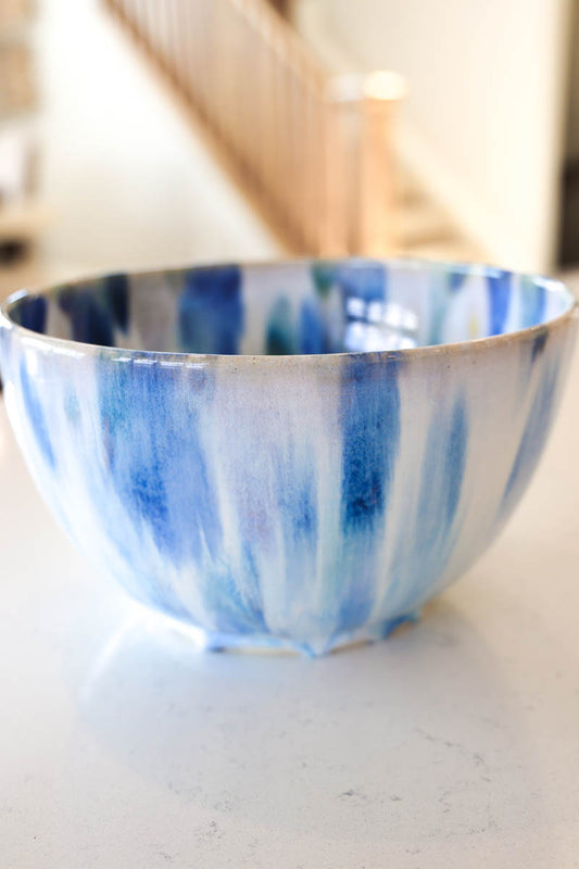 XL Contemporary Colored Alchemy Serving Bowl (Blues, Tans, Creams, Yellows)