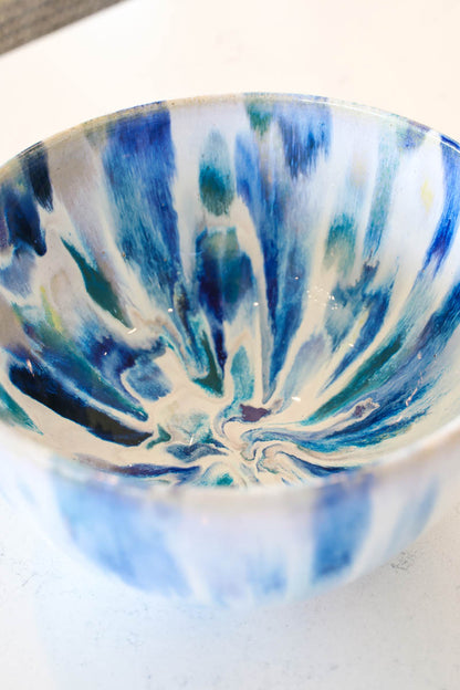 XL Contemporary Colored Alchemy Serving Bowl (Blues, Tans, Creams, Yellows)
