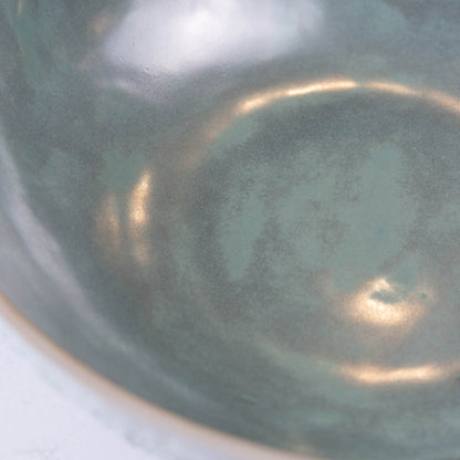 XXL Gray Stoneware Serving/Decorative Bowl Mottled Green (Alchemy Collection)