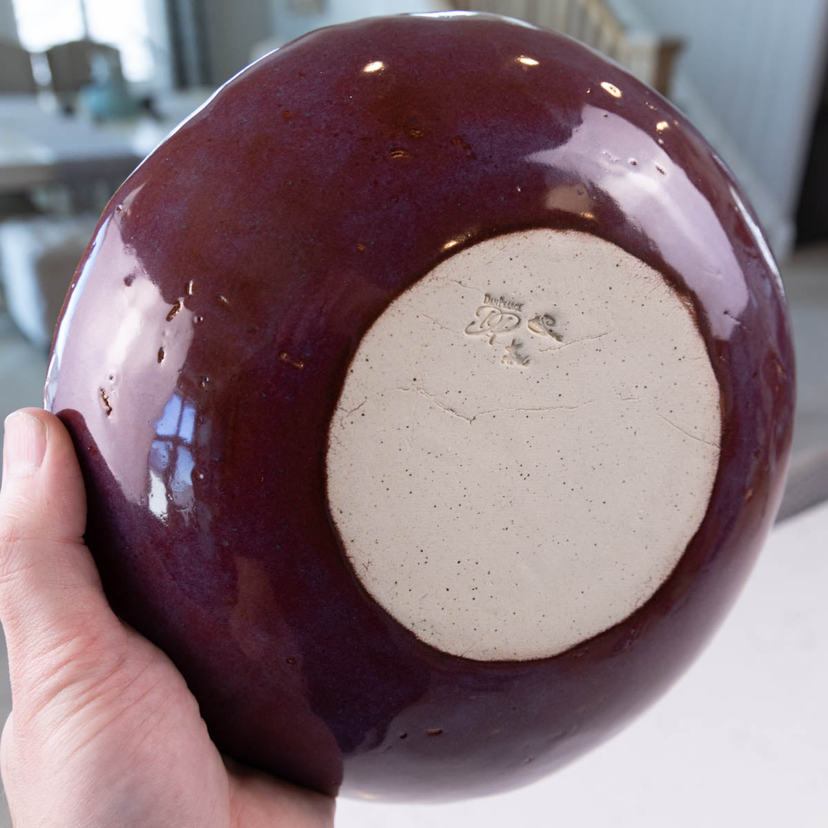 Large Stoneware Serving/Decorative Bowl - Merlots with Gradated Accents (Alchemy Collection)