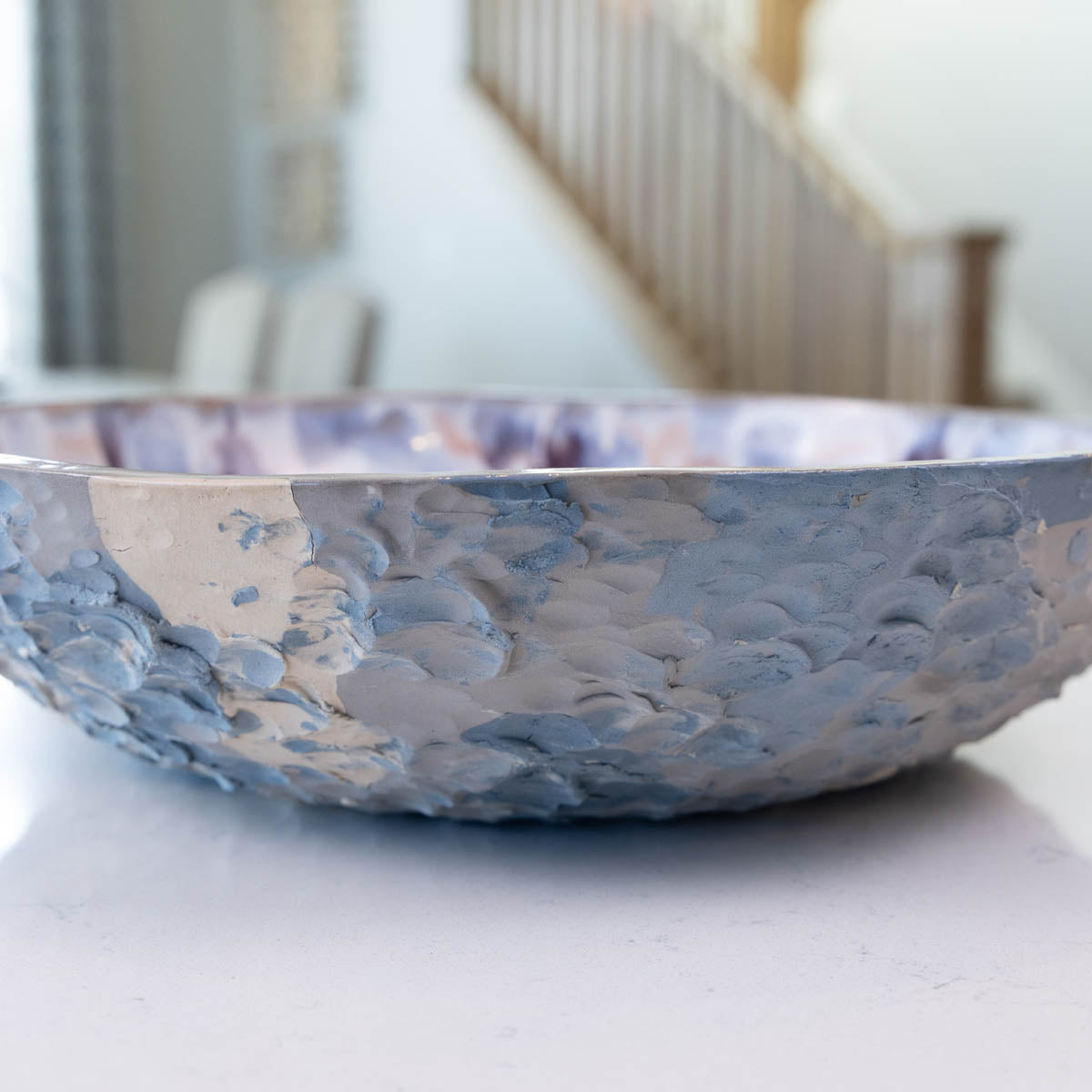 XXL Gray Stoneware Serving/Decorative Bowl Pinks, Grays, & Purples (Alchemy Collection)