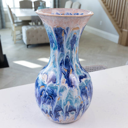 XXL Stoneware Decorative Vase - Ocean Cascade (Alchemy Collection)