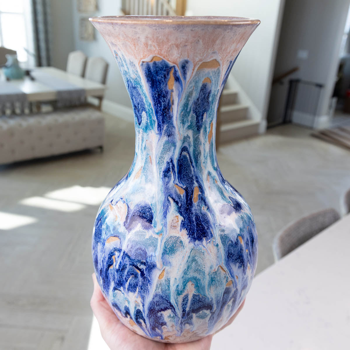 XXL Stoneware Decorative Vase - Ocean Cascade (Alchemy Collection)