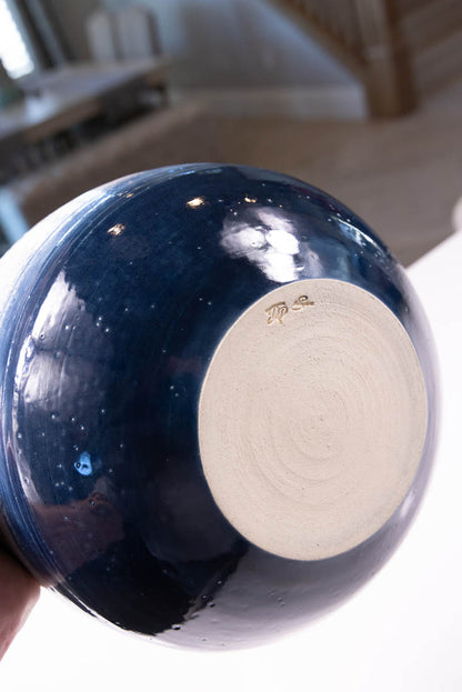 Bowl #25 XL Stoneware Midnight Blue & Ice White Textured Serving Bowl (Big Bowl Series)