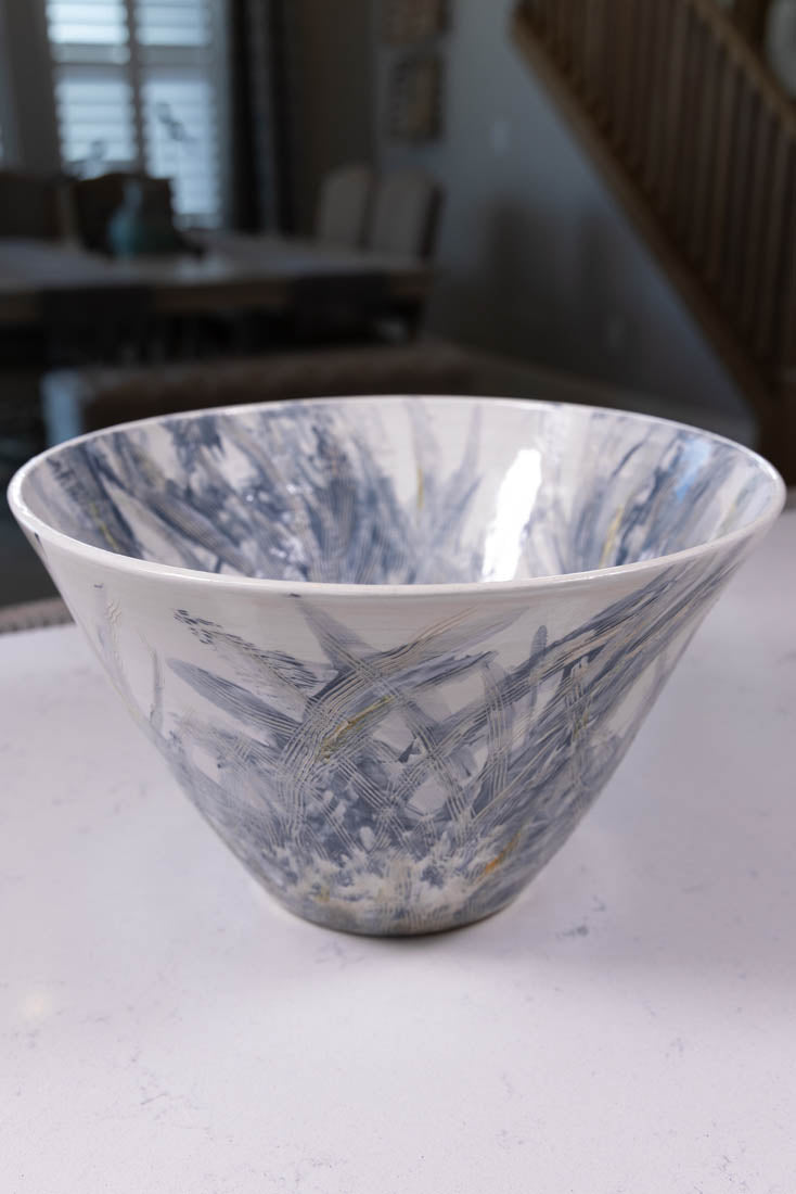 Bowl #36 XL Stoneware "Painted" Impressionist Decorative Bowl (Big Bowl Series)