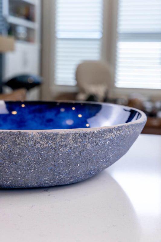 XXL Porcelain "Creative-Spackle" Bowl (Blue, White & Black Series)