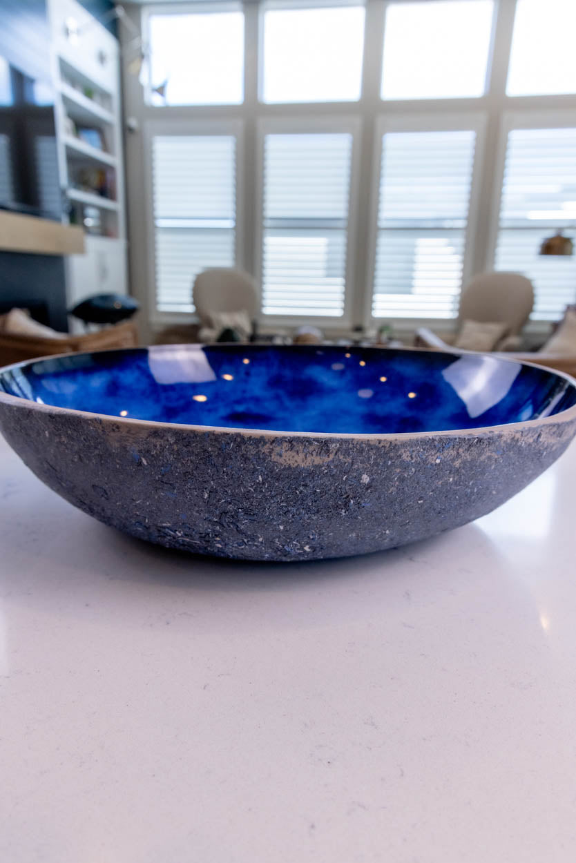 XXL Porcelain "Creative-Spackle" Bowl (Blue, White & Black Series)