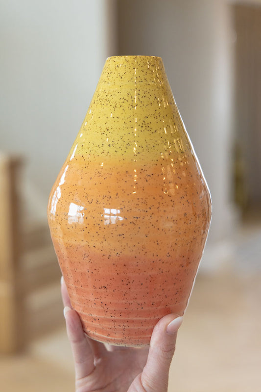 Large Decorative Speckled Vase - Oranges & Yellows