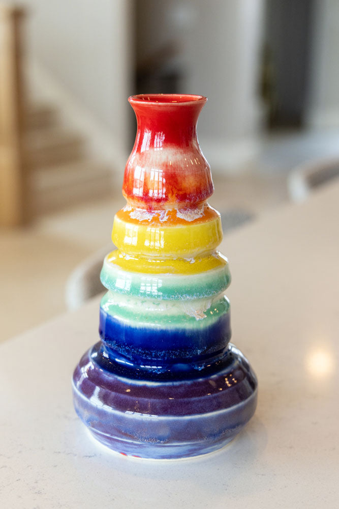 Medium-Large Porcelain Decorative Rainbow Pot/Single Bud Vase