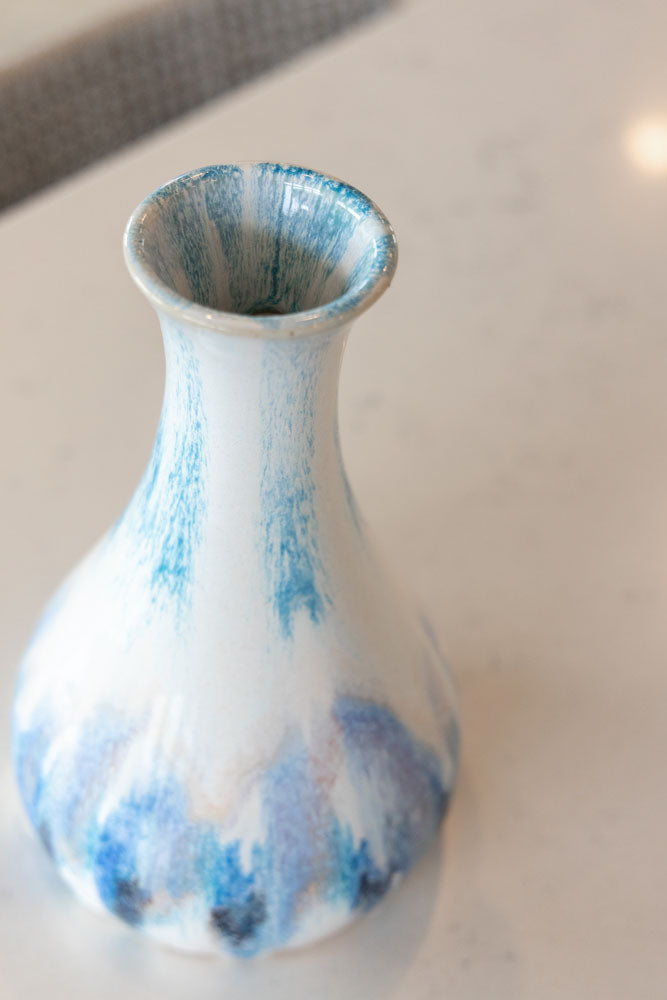 Large Decorative Vase/Pot - Creams, Blues, Turquoises, Blacks, & Browns