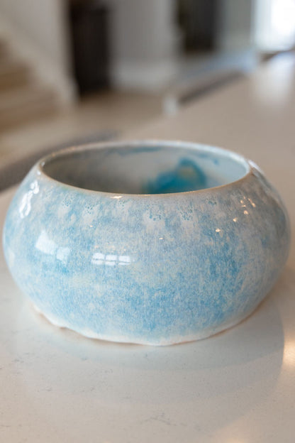 Medium Large Decorative Bowl - Creams, Turquoises, and Peaches