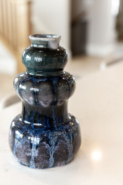 Large Decorative Vase - Blacks, Blues, Pinks, & Purples