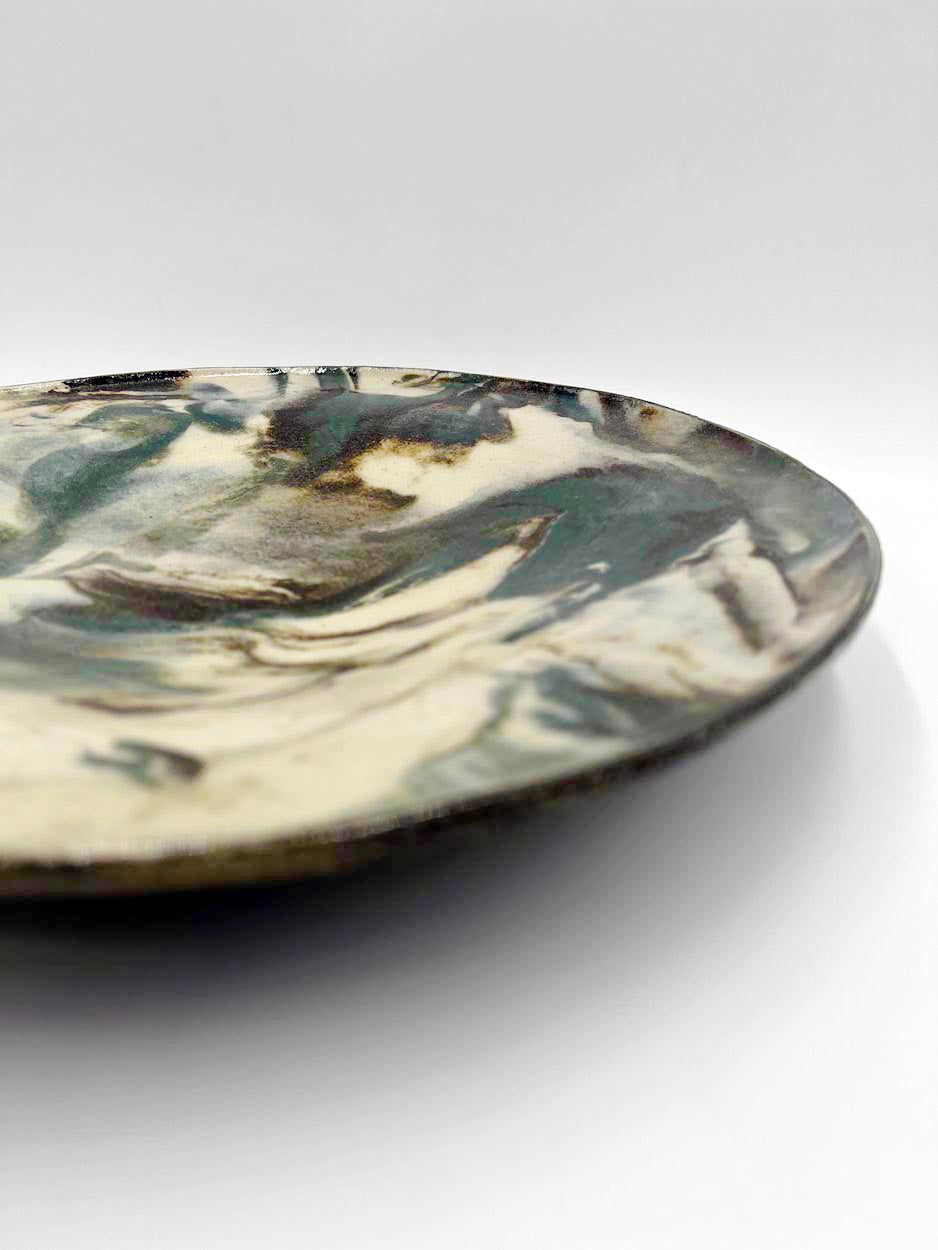 Handcrafted Marbled Platter (Turquoise, Chocolate, Cream)