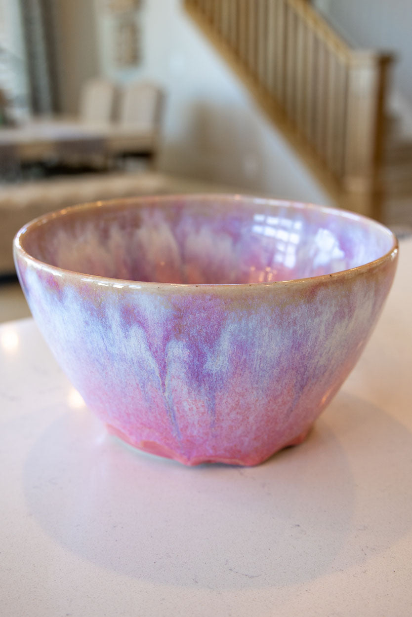 Large Decorative Bowl: Pinks, Whites, Purples, and Blues