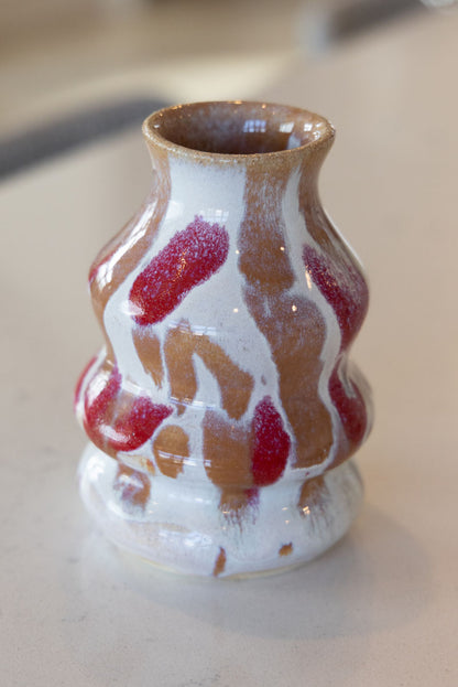 Medium Contemporary Decorative Pot - Creams, Cinnamon, & Reds