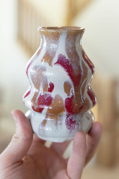 Medium Contemporary Decorative Pot - Creams, Cinnamon, & Reds