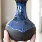 Medium Decorative Flower Vase - Blues on Black Clay (Premium)