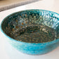 Large Raku Bowl: Turquoise, Tans, Gold Shimmer