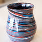 Abstract Marbled Pot/Vase: Porcelain Multi-Colored Reds, Blues, Whites