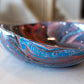 Modern Marbled Decorative Bowl: Porcelain Multi-Colored Reds, Blues, Whites
