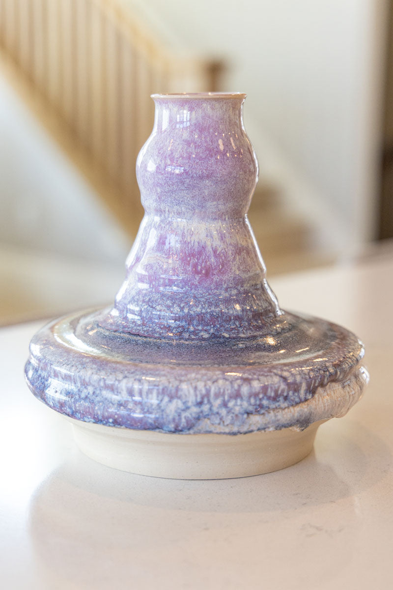 Abstract Decorative Vase/Pot (Soda Kiln Effect, Purples, Darks, Creams)
