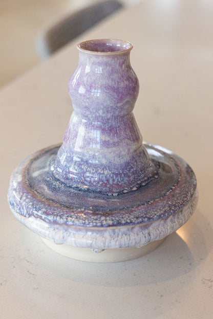 Abstract Decorative Vase/Pot (Soda Kiln Effect, Purples, Darks, Creams)