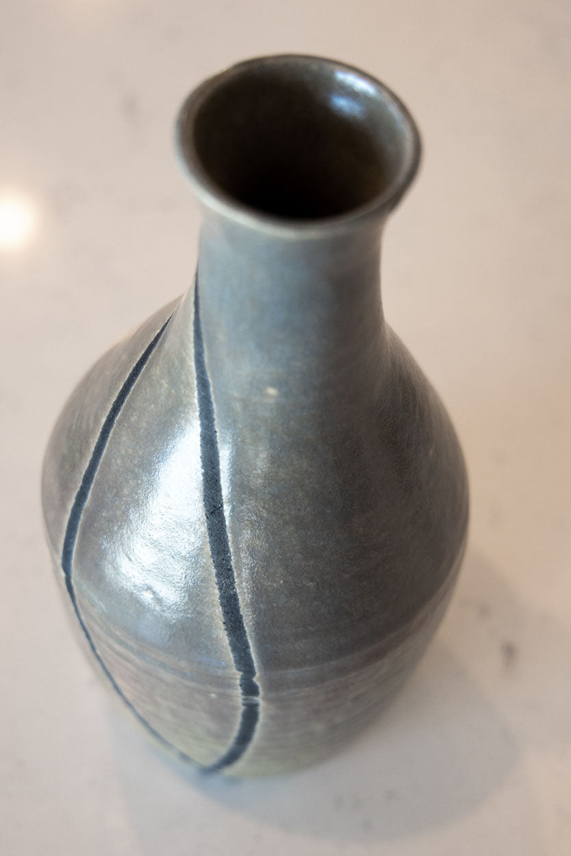 Large Contemporary Raku Vase/Pot: Iridescent Grays & Silvers
