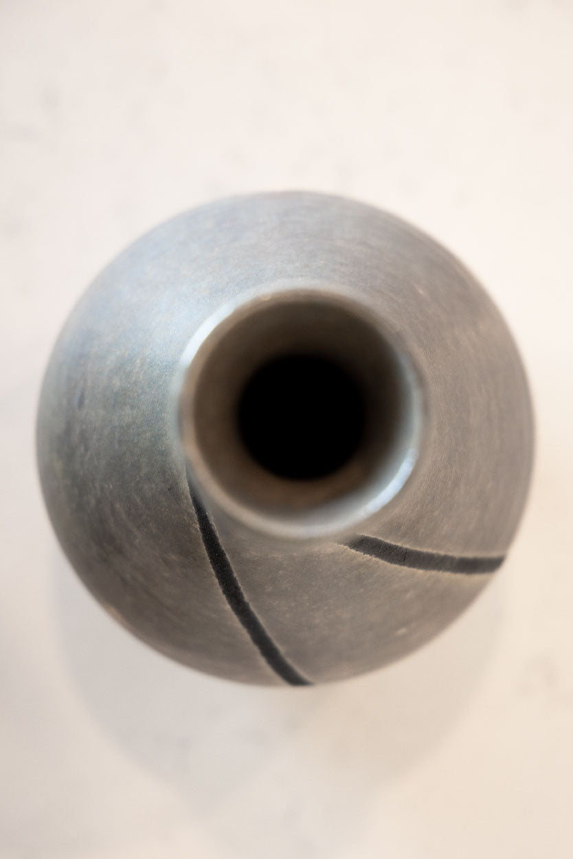 Large Contemporary Raku Vase/Pot: Iridescent Grays & Silvers