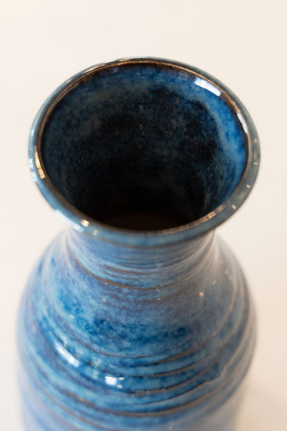 Large Textured Vase - Creamy Midnight Blues & Browns (Premium)