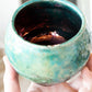 Contemporary Raku Bowl/Pot: Turquoise Exterior, Colorful Metallic Interior