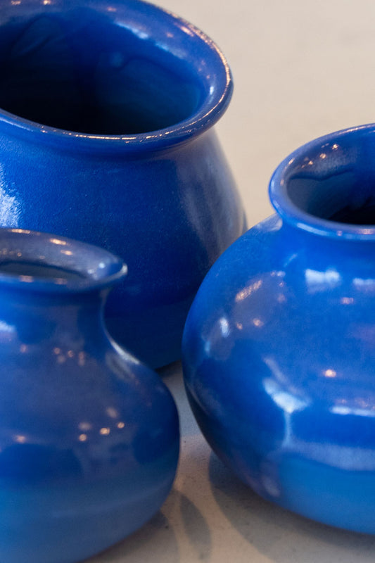 Decorative Small Pot Family: Blue Porcelain Represents Parents & Child
