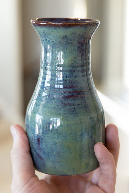 Medium Decorative Flower Vase/Pot - Greens & Plums