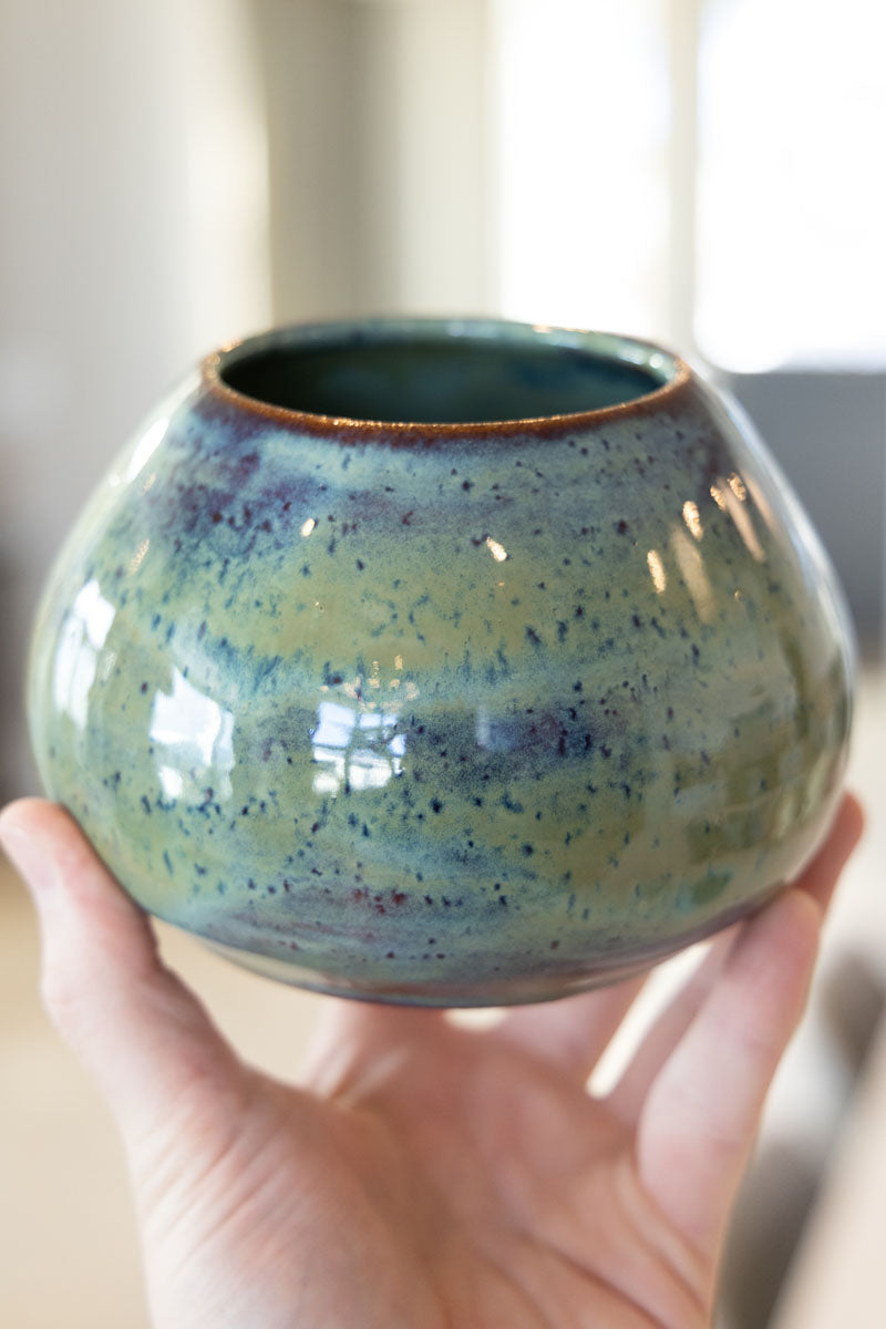 Large Decorative Pot - Midnight Blues & Sage Greens (Premium)